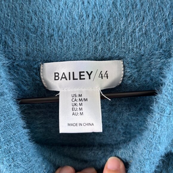 Bailey/44 Sweater Plush Fuzzy Mock‑Neck Dolman Teal Size Medium - Picture 3 of 7